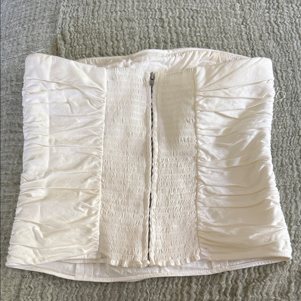 Reformation Cream Ruched Tube Top - Picture 4 of 5
